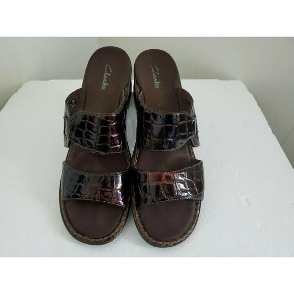 Clarks Womens Leather Upper Reptile Print Open Toe - Picture 7 of 8